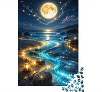 1000 Pièces Mini Puzzle pour Adultes Lune Océan Lanterne Idée Cadeau | 70x50cm Carton Amateurs De Puzzles Relaxation Mentale Puzzle Fait Main Cadeau De Rencontre Décor Salon