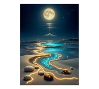 1000 Pièces Mini Puzzle pour Adultes Lune Rivière Sable Idée Cadeau