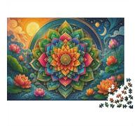 1000 Pièces Mini Puzzle pour Adultes Mandala Fleur De Lotus Loisirs | 52x38cm Carton Décor Salon Coupe Précise Cadeau Anniversaire Relaxation