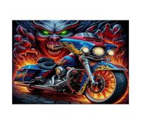 1000 Pièces Mini Puzzle pour Adultes Moto Flamme Monstre Difficile | 38x26cm Carton Décor Salon Structure Durable Cadeau Ami Entraînement Cérébral