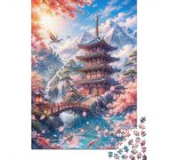 1000 Pièces Mini Puzzle pour Adultes Pagode Montagne Rivière Cadeau