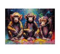 1000 Pièces Mini Puzzle pour Adultes Singe Coloré Abstrait Idée Cadeau | 52x38cm Carton Amateurs De Puzzles Détente Jeu De Puzzle Cadeau Anniversaire Décoration Maison