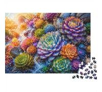 1000 Pièces Mini Puzzle pour Adultes Succulente Fleur Roche Idée Cadeau | 52x38cm Carton Amateurs De Puzzles Détente Intellectuel Puzzle Finition Parfaite Cadeau Anniversaire Décoration Maison