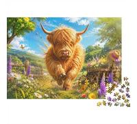 1000 Pièces Mini Puzzle pour Adultes Vache Fleur Chariot Idée Cadeau