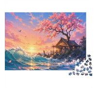 1000 Pièces Mini Puzzle pour Adultes Vague Arbre Maison Difficile | 52x38cm Papier Décoration Salon Coupe Précise Cadeau Ami Détente