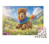 1000 Pièces Mini Puzzle pour Famille Alpaga Écharpe Prairie Détente | 38x26cm Papier Décoration Salon Coupe Précise Cadeau Ami Relaxation