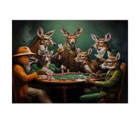 1000 Pièces Mini Puzzle pour Famille Cerf Poker Animaux | 52x38cm Carton Décoration Salon Coupe Précise Cadeau Anniversaire Relaxation