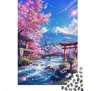 1000 Pièces Mini Puzzle pour Famille Cerise Pont Montagne Carton | 38x26cm Décor De Salon Surface Lisse Cadeau D'anniversaire Détente D'esprit