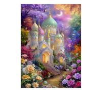 1000 Pièces Mini Puzzle pour Famille Château Fleurs Lune Déco | 52x38cm Carton Amateurs Puzzle Assemblage Ornement De Salle De Séjour Découpe Précise Cadeau D'anniversaire Détente