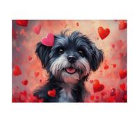 1000 Pièces Mini Puzzle pour Famille Chien Cœur Amour Défi | 52x38cm Décoration Domicile Découpe Précise Papier Cadeau Ami Relaxation