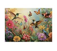 1000 Pièces Mini Puzzle pour Famille Colibri Papillon Fleur Carton | 38x26cm Décoration De Bureau Découpe Précise Cadeau D'anniversaire Détente