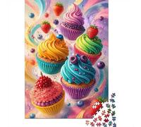 1000 Pièces Mini Puzzle pour Famille Cupcake Baie Crème Loisirs | 38x26cm Carton Ornement De Chambre Coupe Précise Cadeau Ami Détente