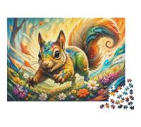 1000 Pièces Mini Puzzle pour Famille Écureuil Forêt Fleur Carton | 38x26cm Décoration Salon Découpe Précise Cadeau Ami Détente