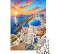 1000 Pièces Mini Puzzle pour Famille Église Coucher de Soleil Mer Défi | 70x50cm Carton Décoration Salon Coupe Précise Cadeau Ami Détente
