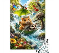 1000 Pièces Mini Puzzle pour Famille Hamster Écureuil Papillon Papier | 70x50cm Décoration Salon Découpe Précise Cadeau Ami Détente D'esprit
