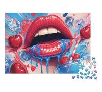 1000 Pièces Mini Puzzle pour Famille Lèvres Cerise Glaçon Défi | 52x38cm Carton, Jeu de Puzzle, Débutants, Décoration Maison, Découpe Précise