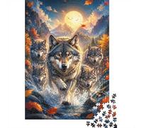 1000 Pièces Mini Puzzle pour Famille Loup Montagne Rivière Difficile