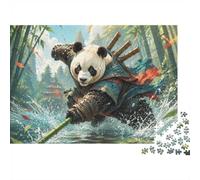 1000 Pièces Mini Puzzle pour Famille Panda Bambou Eau Éducatif | 52x38cm Papier Décoration Salon Surface Lisse Cadeau Anniversaire Détente