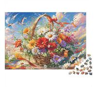 1000 Pièces Mini Puzzle pour Famille Panier Fleur Oiseau Papier | 70x50cm Décoration Salon Découpe Précise Jeu De Groupe Détente