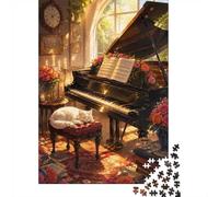1000 Pièces Mini Puzzle pour Famille Piano Chat Fleur Éducatif