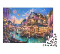 1000 pièces Mini Puzzle pour Famille Rivière Maison Lanternes Éducatif