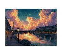 1000 Pièces Mini Puzzle pour Famille Rivière Nuage Coucher De Soleil | 70x50cm Papier Salon Décoration Surface Lisse Cadeau Anniversaire