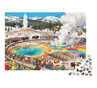 1000 Pièces Mini Puzzle pour Famille Source Chaude Bison Montagne Difficile | 70x50cm Carton Décor Salon Structure Durable Cadeau Ami Entraînement Cérébral