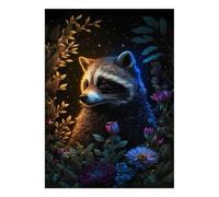 1000 Pièces Mini Puzzle Raton Laveur Fleurs pour Adultes | 38x26cm Carton Débutants Surface Lisse Décor de Bureau Cadeau Anniversaire