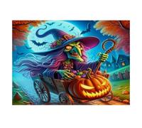 1000 Pièces Mini Puzzle Sorcière Citrouille Lune pour Adultes | 38x26cm Carton Décoration Chambre Coupe Précise Détente