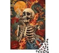 1000 Pièces Mini Puzzle Squelette Dragon Fleur pour Adultes