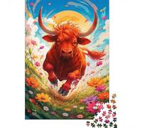 1000 Pièces Mini Puzzle Taureau Fleurs pour Adultes | 52x38cm Carton Décor Maison Coupe Précise Cadeau Anniversaire Détente