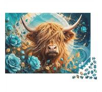 1000 Pièces Mini Puzzle Taureau Fleurs pour Adultes | 52x38cm Carton Décoration Salon Coupe Précise Détente Familiale