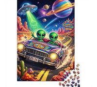 1000 Pièces Mini Puzzle Voiture Alien Espace pour Adultes | 52x38cm Carton Décoration Maison Coupe Précise Cadeau Anniversaire Détente