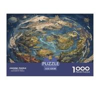 1000 Pièces Monde Flottant Planète Puzzles Jeu De Société Adulte Terre Ancienne de la mer en Anneau Casse-tête Activités Familiales Stimulantes Qualité Premium pour Adultes 52x38cm/1000pcs