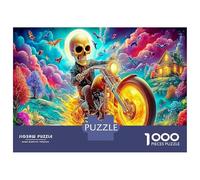 1000 Pièces Motocyclette Jigsaw Puzzle Jeu De Famille Chevalier Squelette Puzzle Décoration Intérieure Divertissement Créatif Aux Adultes Et Enfants 52x38cm/1000pcs