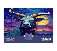 1000 Pièces Peinture à l'huile Yak Papier Puzzle Divertissement Créatif Pièces Parfaitement Assorties Animaux Casse-tête Qualité Premium pour Adultes 70x50cm/1000pcs