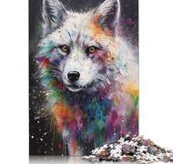 1000 Pièces Peinture Renard Arctique Puzzle Carré Créatif pour Adultes et Puzzle en Bois Jeu Précieux 1000 Pièces (75x50cm)