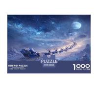 1000 Pièces Père Noël Papier Puzzle Divertissement Créatif Activités Familiales Stimulantes Joie de la Veille de Noël Casse-tête Qualité Premium pour Adultes 38x26cm/1000pcs