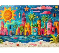 1000 Pièces Plage Peinture À l'huile Jigsaw Puzzles pour Les Adultes Plancher Puzzle Jouets Éducatifs,Adulte Soulagement du Stress Peinture Puzzle Décor Mural,Puzzles Impossible