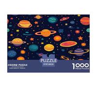 1000 Pièces planète Dessin animé Puzzles Divertissement Créatif Activités Familiales Stimulantes Childlike Universe Pattern Casse-tête Qualité Premium pour Adultes 38x26cm/1000pcs