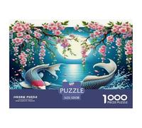 1000 Pièces Poissons Koi Papier Puzzle Divertissement Créatif Pièces Parfaitement Assorties Bonne Chance Koi Casse-tête Qualité Premium pour Adultes 52x38cm/1000pcs