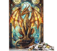 1000 pièces pour adultes, puzzle dragon cathédrale d'or pour adultes, puzzle en bois, excellent cadeau pour les amis et la famille, 1000 pièces (75 x 50 cm)