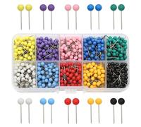 1000 Pièces Push Pins Carte avec Pointe en Acier, Punaises Multicolores (10 Couleurs, 1.5cm) pour Marquer Lieux de Voyage, Tableau Liège, Itinéraires et Décoration Familiale