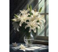 1000 Pièces Puzzle Adulte Lis & Blanc Puzzle en Bois Robuste 1T#2469