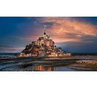 1000 Pieces Puzzle Art Crépuscule Architecture Foi Mont Saint Michel Une Abbaye 75 * 50Cm