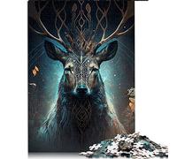 1000 Pièces Puzzle Cerf Fantaisie Jigsaw Puzzles en Bois Jigsaw Apprentissage Jouet Éducatif (Taille 50x75cm)