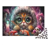 1000 pièces Puzzle Chat déguisé en Sushi | Carton Rigide | Adultes Enfants | Cadeau Anniversaire déménagement 52x38cm
