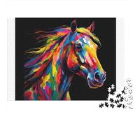 1000 Pièces Puzzle Cheval Abstrait Coloré pour Adultes Grand Puzzle Papier Thique Jeu Éducatif Décor Mural 52x38cm/1000pcs