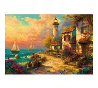 1000 pièces Puzzle en papier, style peinture à l'huile de paysage, soulagement du stress et casse-tête Type B,Type A,D,Type C,F,E,Style H,Modèle GPapetier