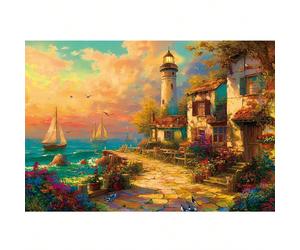 1000 pièces Puzzle en papier, style peinture à l'huile de paysage, soulagement du stress et casse-tête Type B,Type A,D,Type C,F,E,Style H,Modèle GPapetier